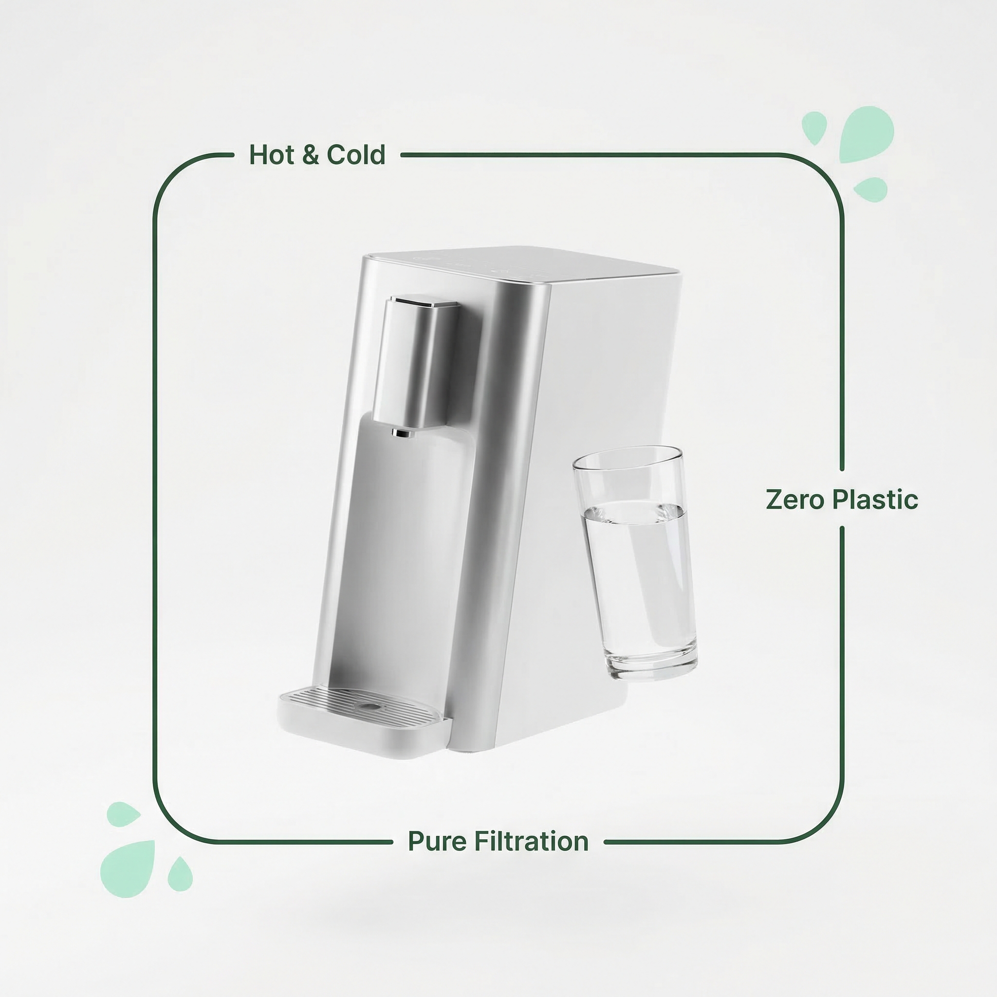 Bottleless water filtration cooler for offices